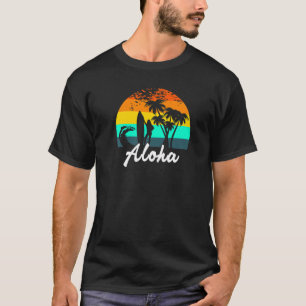 Aloha Hawaiian Hawaii Island Palm Beach Surfboard T-Shirt