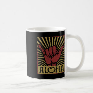 Aloha Hawaiian Hawaii Vintage Distressed Shaka Sig Coffee Mug