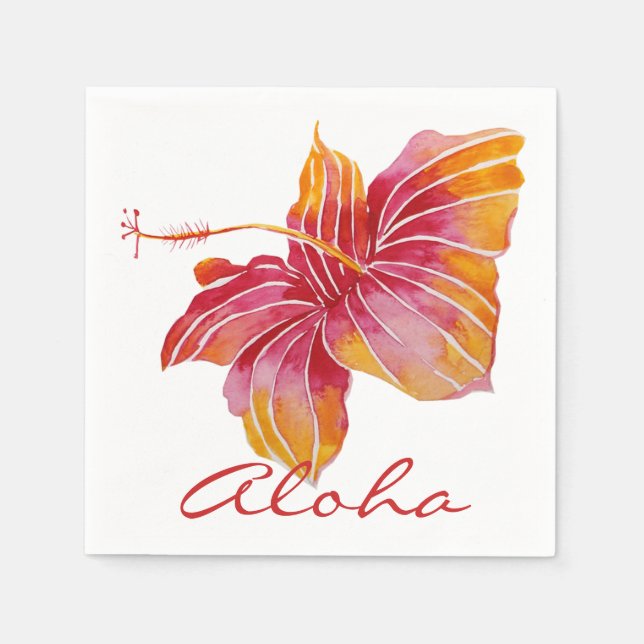 Aloha | Hawaiian Hibiscus Flower Paper Napkins (Front)