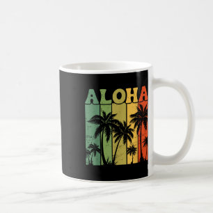 Aloha Hawaiian Island Palm Trees Surfboard Beach H Coffee Mug