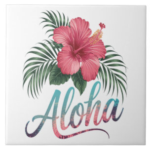 Aloha Hawaiian Islands Hawaii Hibiscus Flower Ceramic Tile
