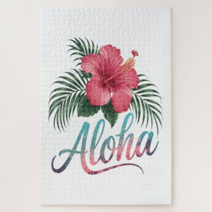 Aloha Hawaiian Islands Hawaii Hibiscus Flower Jigsaw Puzzle