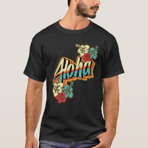 Aloha Hawaiian Islands Hawaii Surf Hibiscus Flower T-Shirt