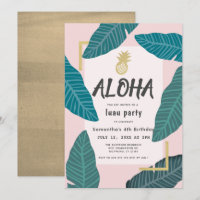 Aloha Hawaiian Luau Pineapple Blush Pink Birthday
