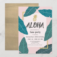 Aloha Hawaiian Luau Pineapple Pink Adult Birthday