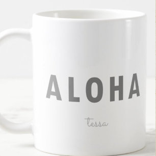 Aloha Hawaiian   Minimalist   Grey   Name Coffee Mug