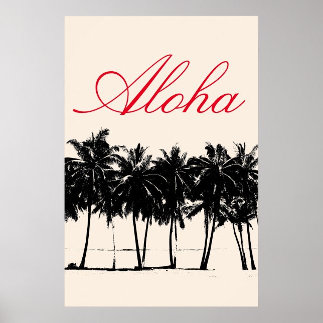 Aloha Hawaiian Palm Trees Tropics Travel Poster (Front)