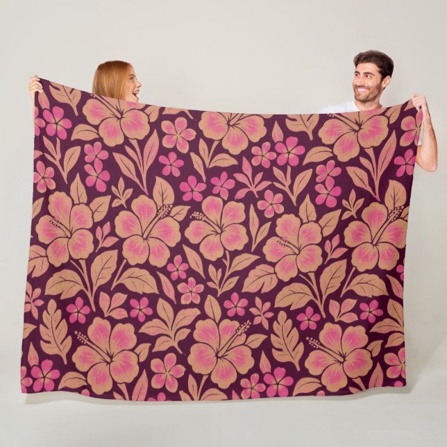 Aloha Hawaiian pattern print Fleece Blanket (In Situ)