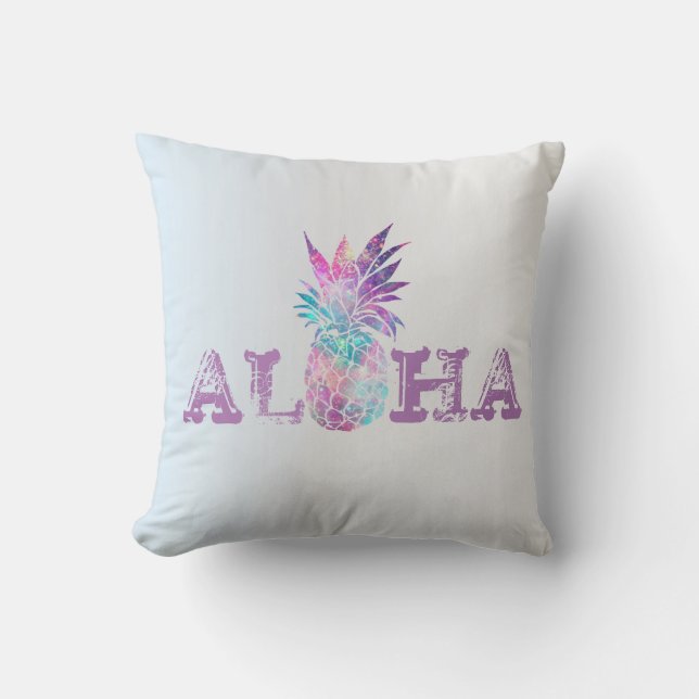 Aloha Hawaiian Pineapple, Silver Cushion (Front)
