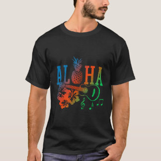 Aloha Hawaiian Pineapple Ukulele Hibiscus Summer G T-Shirt