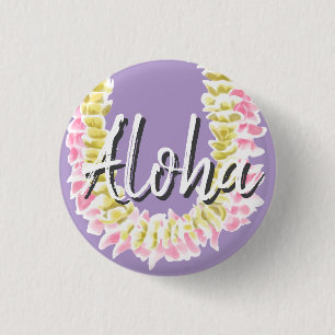 Aloha Hawaiian Plumeria Lei Elegant Floral Pastel 3 Cm Round Badge