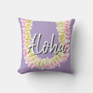 Aloha Hawaiian Plumeria Lei Elegant Floral Pastel  Cushion