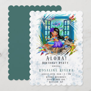 Aloha Hawaiian Preteen Girl Birthday Party Invitation