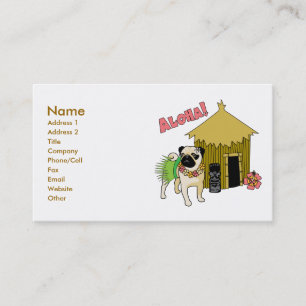 Aloha!  Hawaiian Pug Business Cards-customisable Card