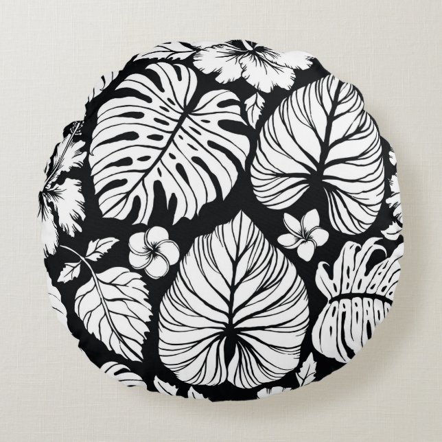 Aloha Hawaiian Shirt Seamless Background Pattern.  Round Cushion (Front)