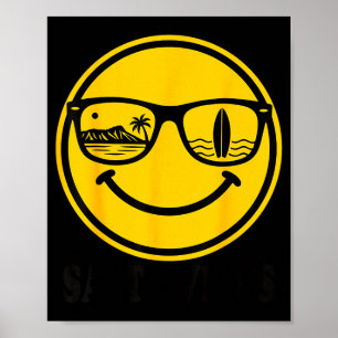 Aloha hawaiian surf smile face waikiki hawaii poster