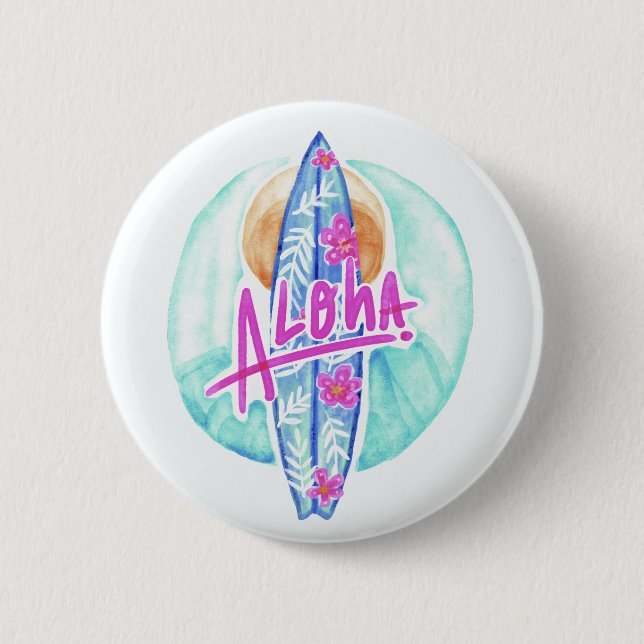 Aloha Hawaiian Surfer buttons (Front)