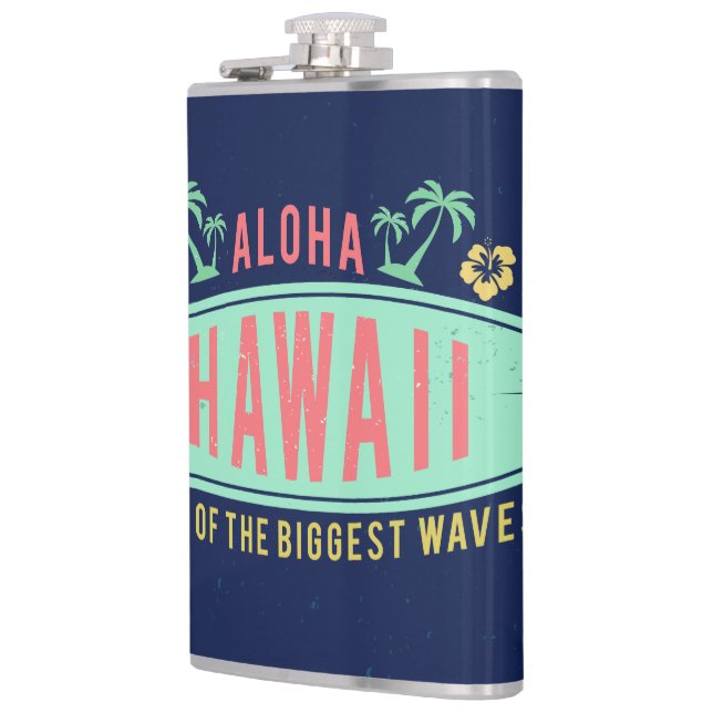 Aloha Hawaiian Surfer custom monogram flasks (Left)