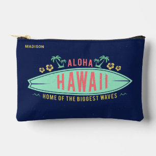 Aloha Hawaiian Surfer custom name Accessory Pouch