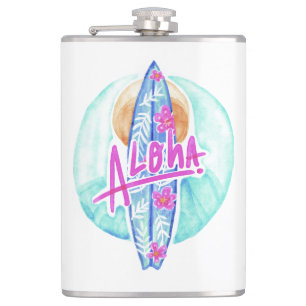 Aloha Hawaiian Surfer custom name flask
