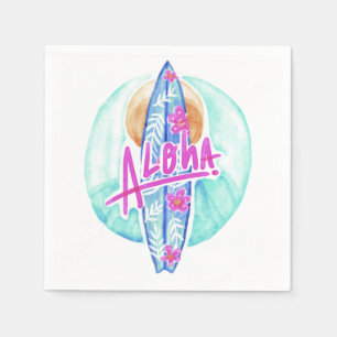 Aloha Hawaiian Surfer paper napkins