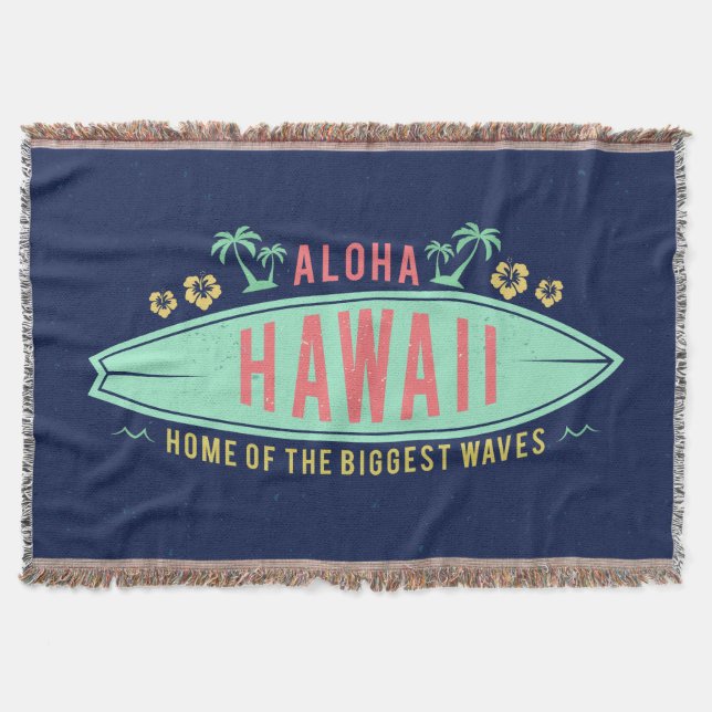 Aloha Hawaiian Surfer throw blanket (Front)