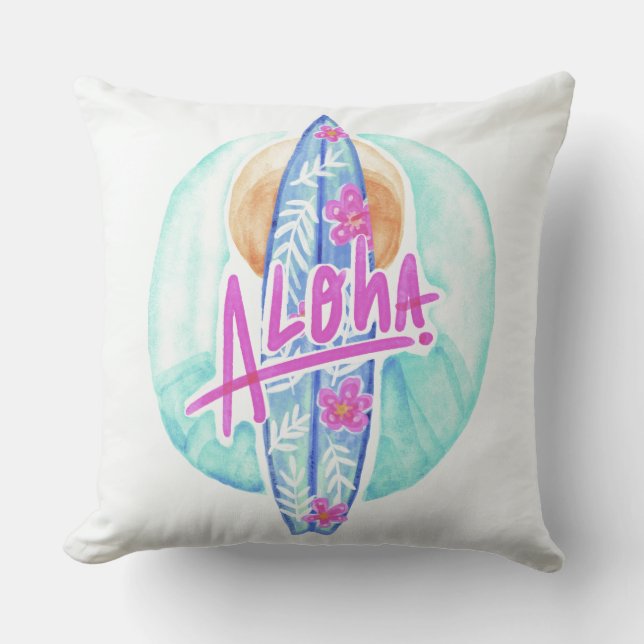Aloha Hawaiian Surfer throw pillows (Front)