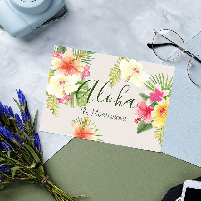 Aloha Hawaiian Tropical Floral Personalised Postcard (Creator Uploaded)