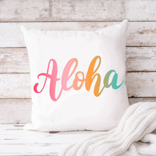 Aloha Hawaiian Tropical Typography Beach Cushion