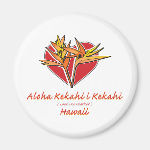 Aloha Hawaiil Bird of Paradise Heart Magnet