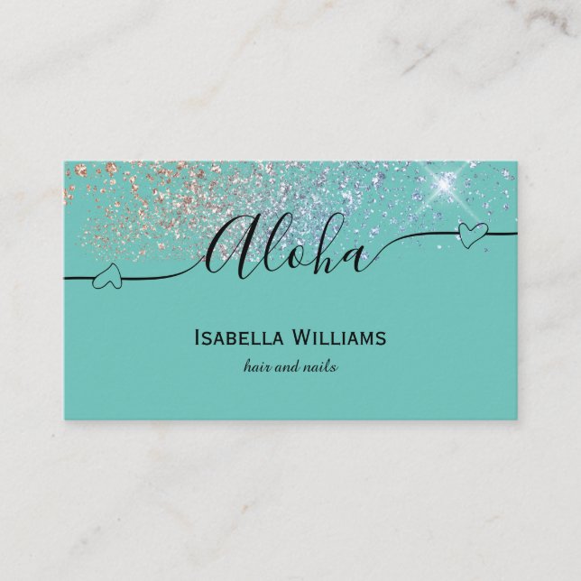 Aloha heart beauty salon business  card (Front)
