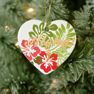 Aloha Hibiscus Ceramic Ornament