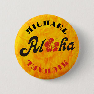 Aloha Hibiscus - flat Hawaii design + your ideas 6 Cm Round Badge