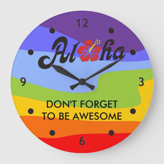 Aloha Hibiscus - flat Hawaii design + your ideas Large Clock (Front)