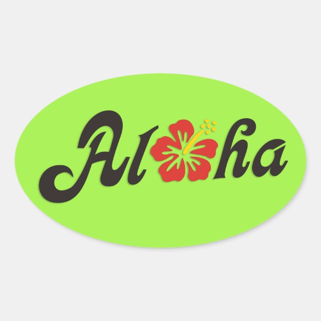 Aloha Hibiscus - flat Hawaii design + your ideas Oval Sticker (Front)
