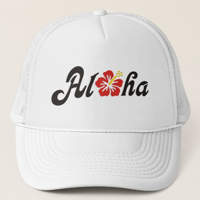 Aloha Hibiscus - flat Hawaii design + your ideas Trucker Hat (Front)