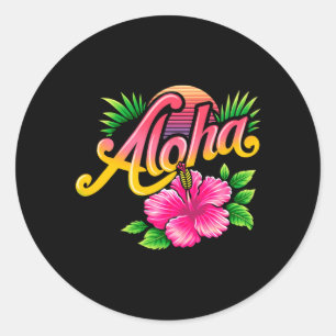 Aloha Hibiscus Flower - Hawaiian Flower Essence Classic Round Sticker