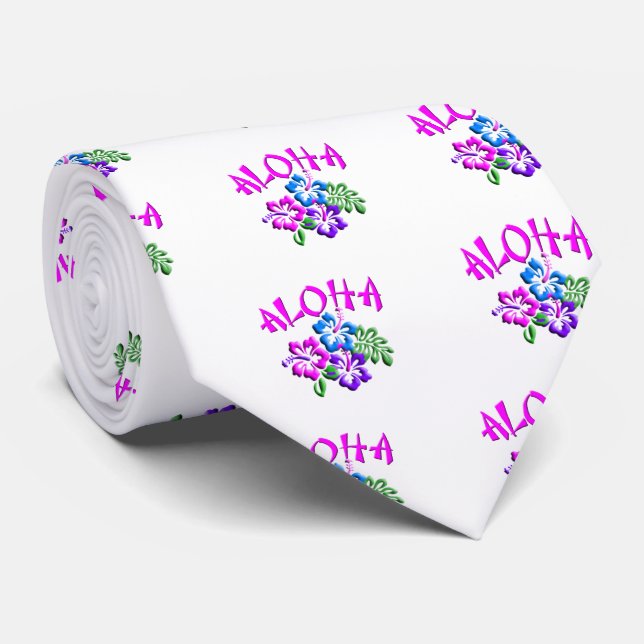 Aloha Hibiscus T-Shirt Logo Tie (Rolled)