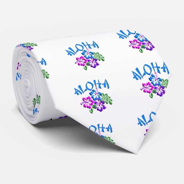 Aloha Hibiscus T-Shirt Logo Tie (Rolled)