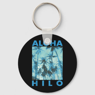 Aloha Hilo Hawaii Palm Tree Hawaiian Island Key Ring
