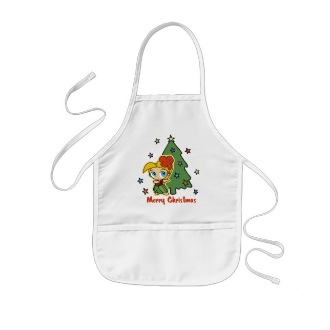 Aloha Honeys Christmas Blonde Hula Girl Kids Apron (Front)