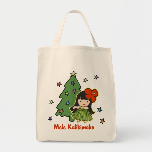 Aloha Honeys Christmas Hawaiian Hula Girl Tote Bag (Front)