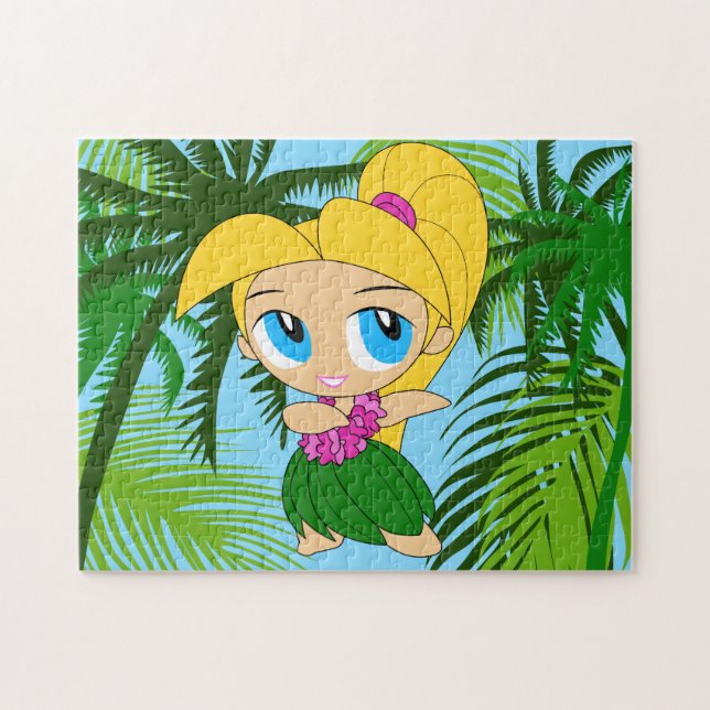Aloha Honeys Hawaiian Blond Hula Girl Jigsaw Puzzle (Horizontal)