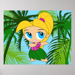 Aloha Honeys Hawaiian Blond Hula Girl Poster