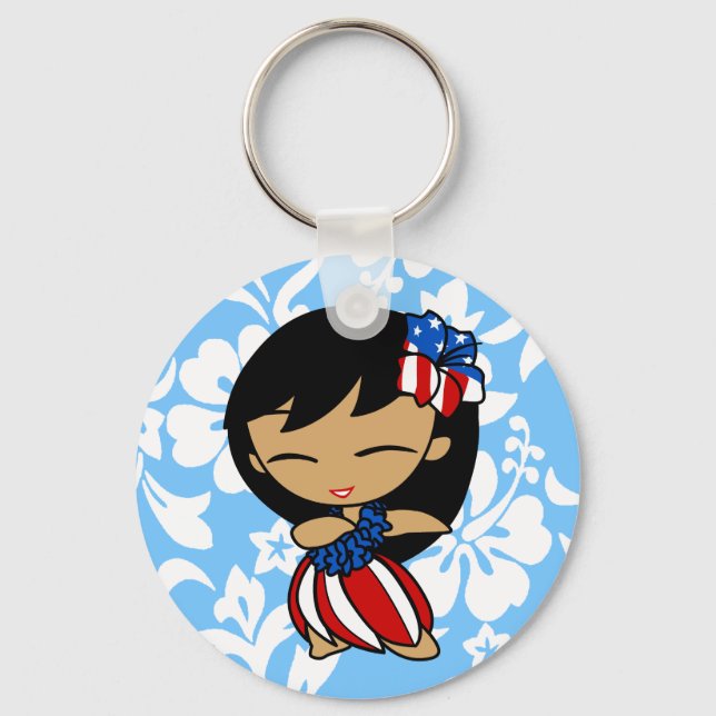 Aloha Honeys Hawaiian Hibiscus Patriotic Key Chain (Front)