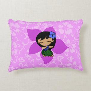 Aloha Honeys Hawaiian Hibiscus Vintage Hula Girl Decorative Cushion