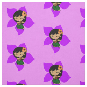 Aloha Honeys Hawaiian Hula Girl Hibiscus Fabric