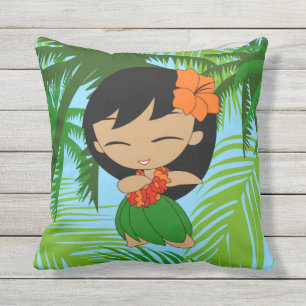 Aloha Honeys Hawaiian Hula Girl Reversible Cushion