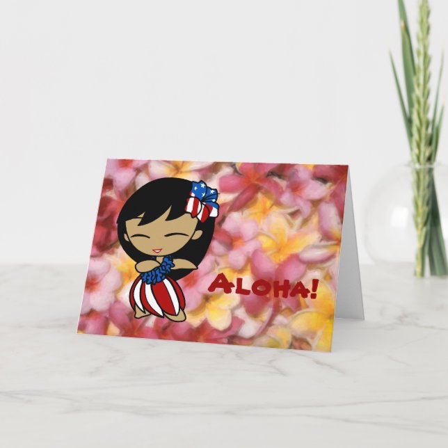 Aloha Honeys Hawaiian Plumeria Patriotic Cards (Front)