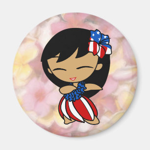 Aloha Honeys Hawaiian Plumeria Patriotic Magnets